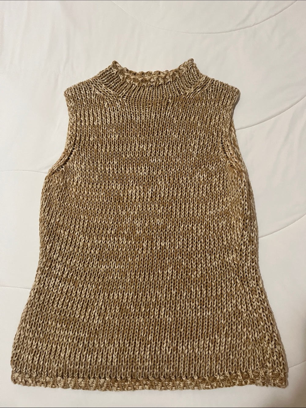LOFT Marled Beige/Cream Knit Sleeveless Top